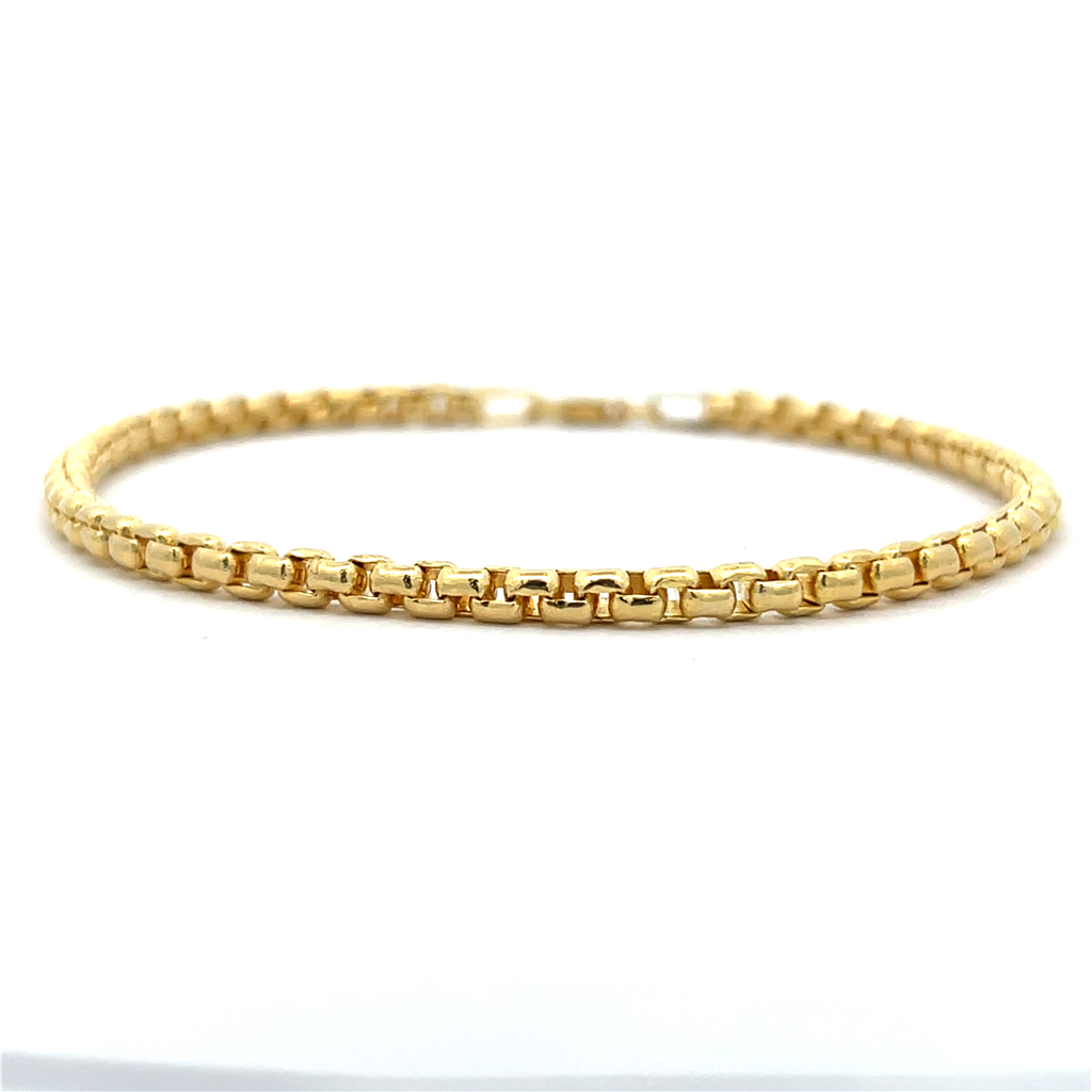 14K Yellow Gold Polished Box Chain 3.3mm Wide 8"