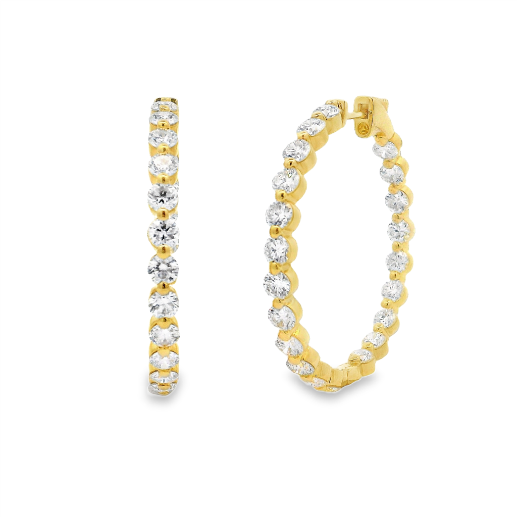 14K Yellow Gold 34mm Inside-Out Lab Grown Diamond Hoop Earrings – 5.57ctw.
