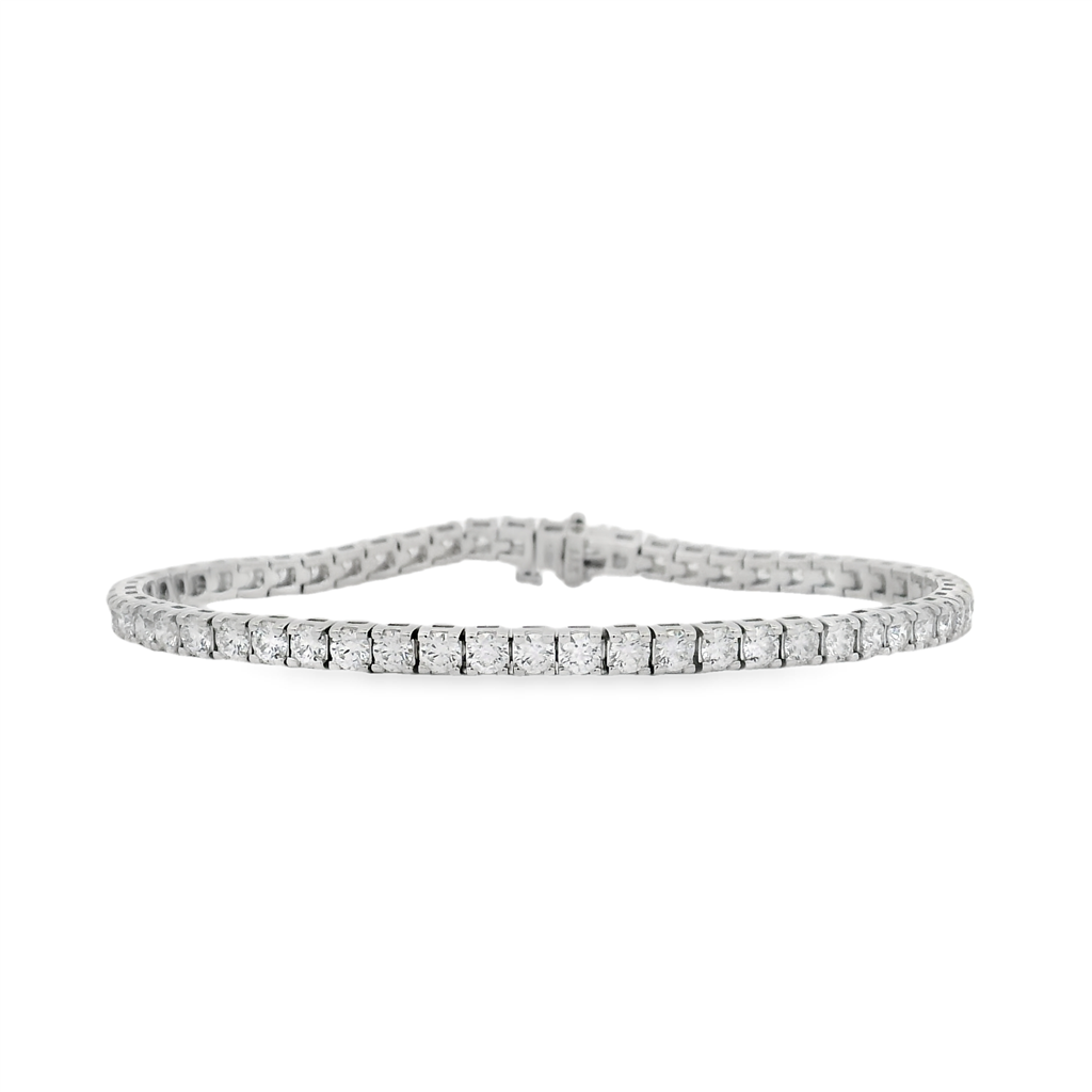 14K White Gold Natural Diamond Tennis Bracelet – 5.00ctw.