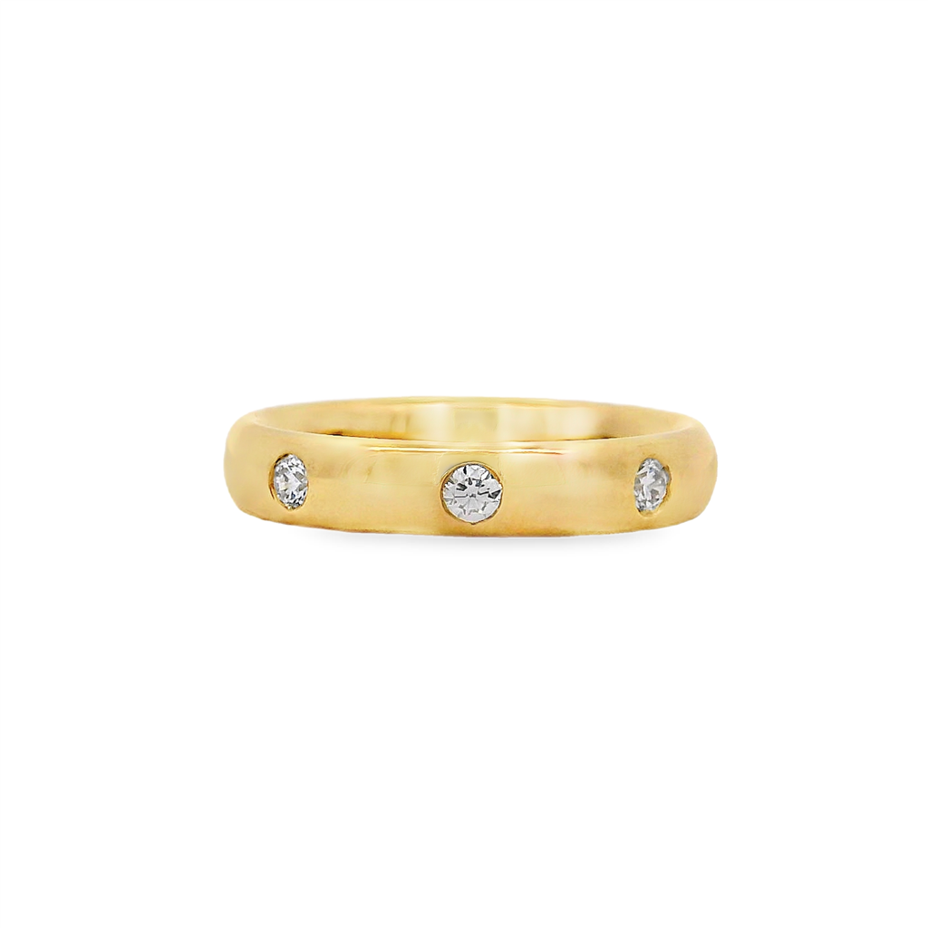 14K Yellow Gold 3.7mm Dome Natural Diamond Band – 0.32ctw.