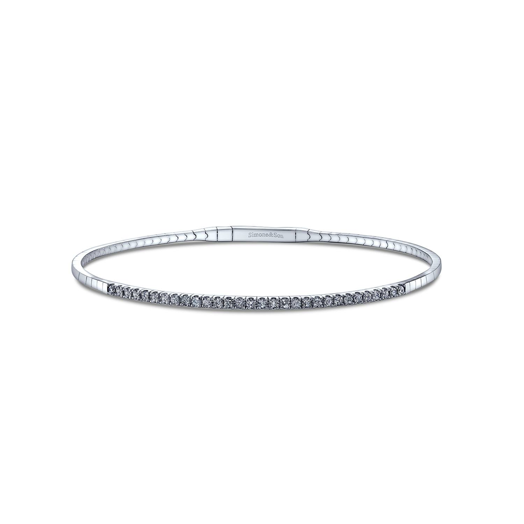 14K White Gold Diamond Flexi Bangle Bracelet - 0.36ctw.