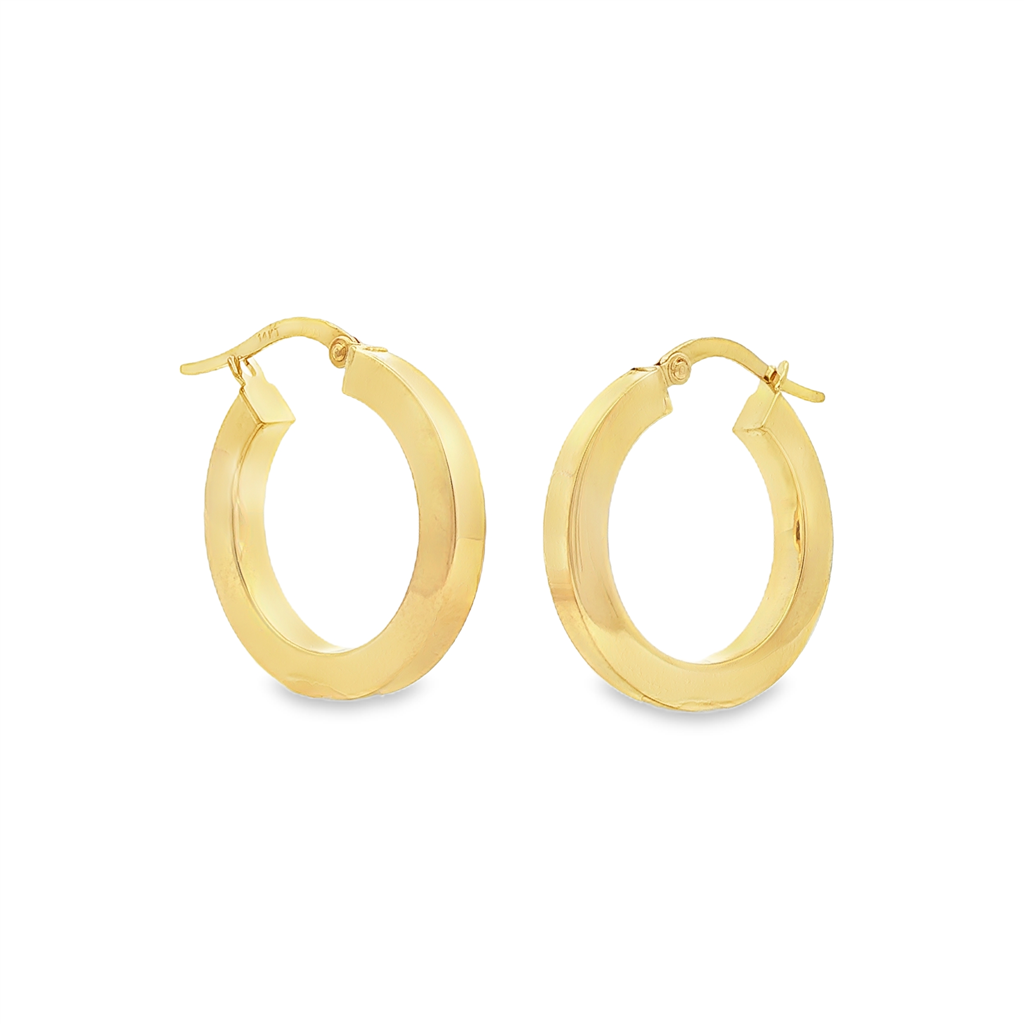 14K Yellow Gold Square Tube Hoop Earrings – 20.5mm
