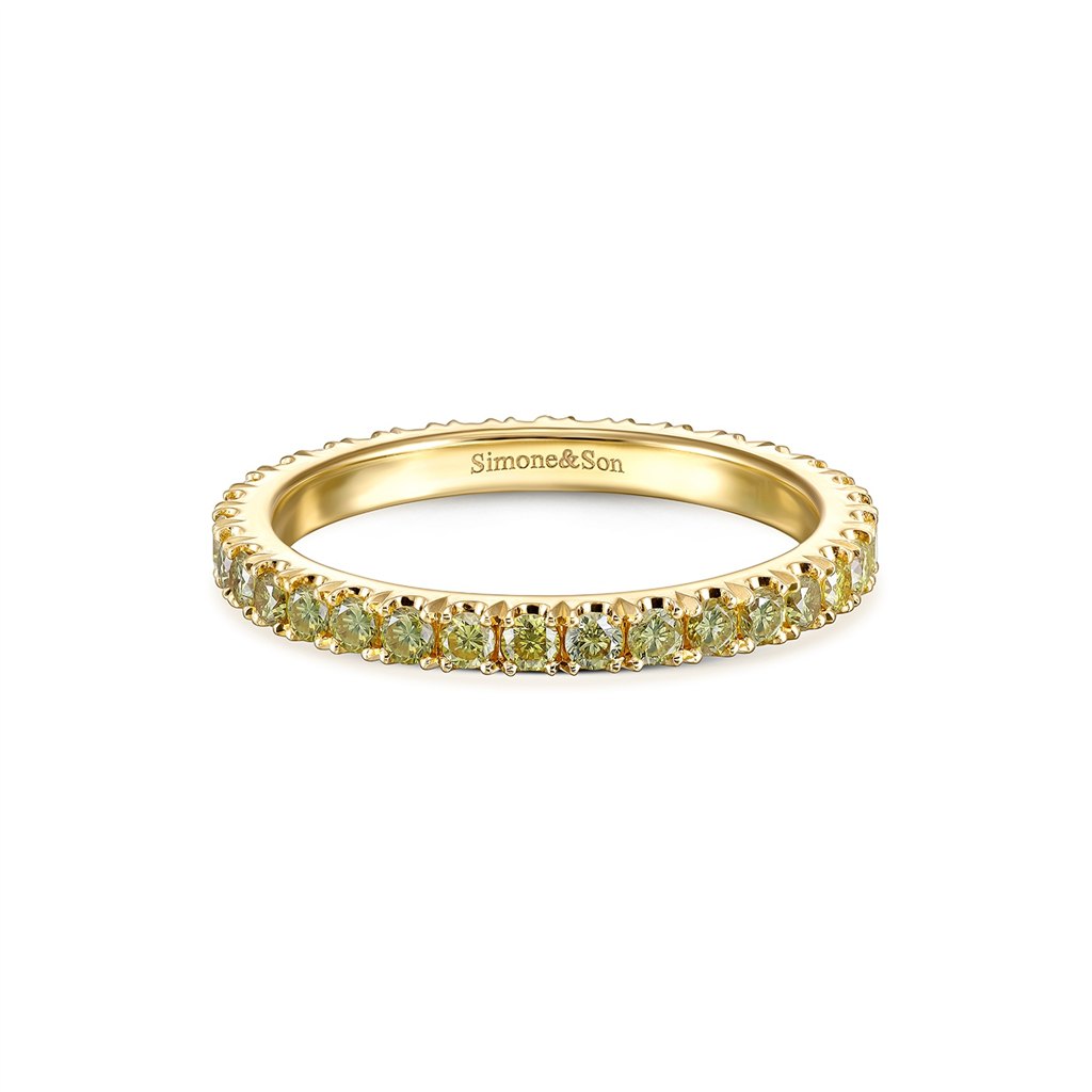 18K Yellow Gold Natural Fancy Yellow Diamond Eternity Band - 0.69ctw.