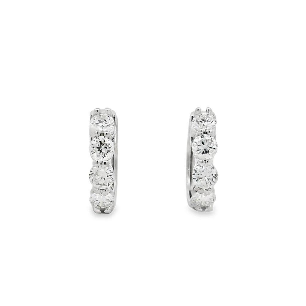 14K White Gold 12x2.9mm Natural Diamond Hoop Earrings – 0.72ctw.