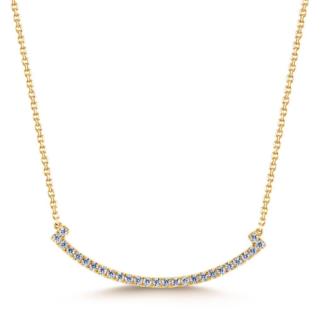 14K Yellow Gold Diamond Smile Necklace – 18"