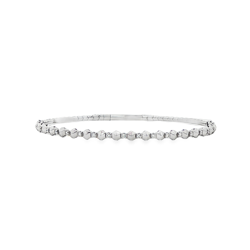 14K White Gold Studded Diamond Flexi Bangle – 0.28ctw.