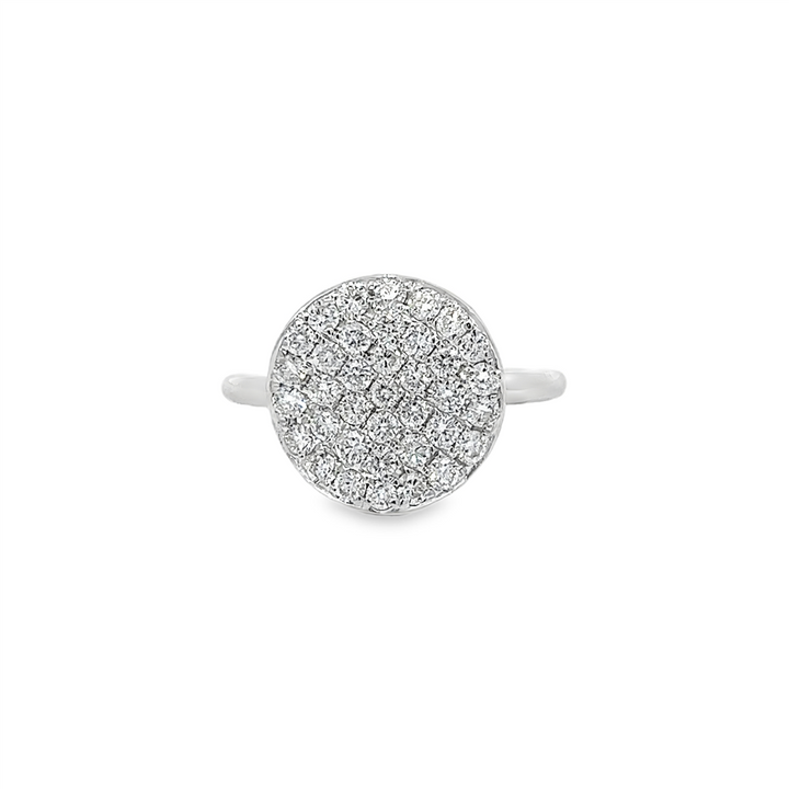 14K White Gold Pavé Wavy Disc Ring – 0.90ctw.