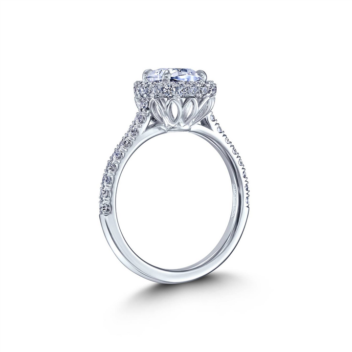 18K White Gold Halo Semi-Mount Engagement Ring - 0.70ctw.
