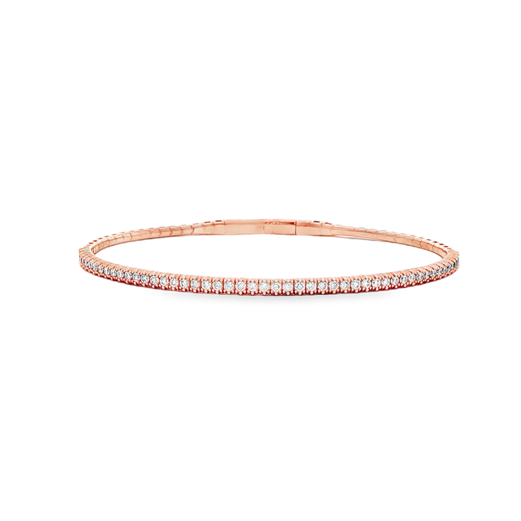 14K Rose Gold Flexi Diamond Bangle Bracelet - 0.75ctw.