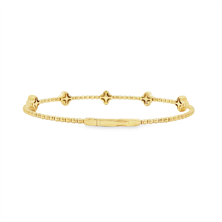 14K Yellow Gold Large Flower Diamond Flexi Bangle – 0.55ctw.