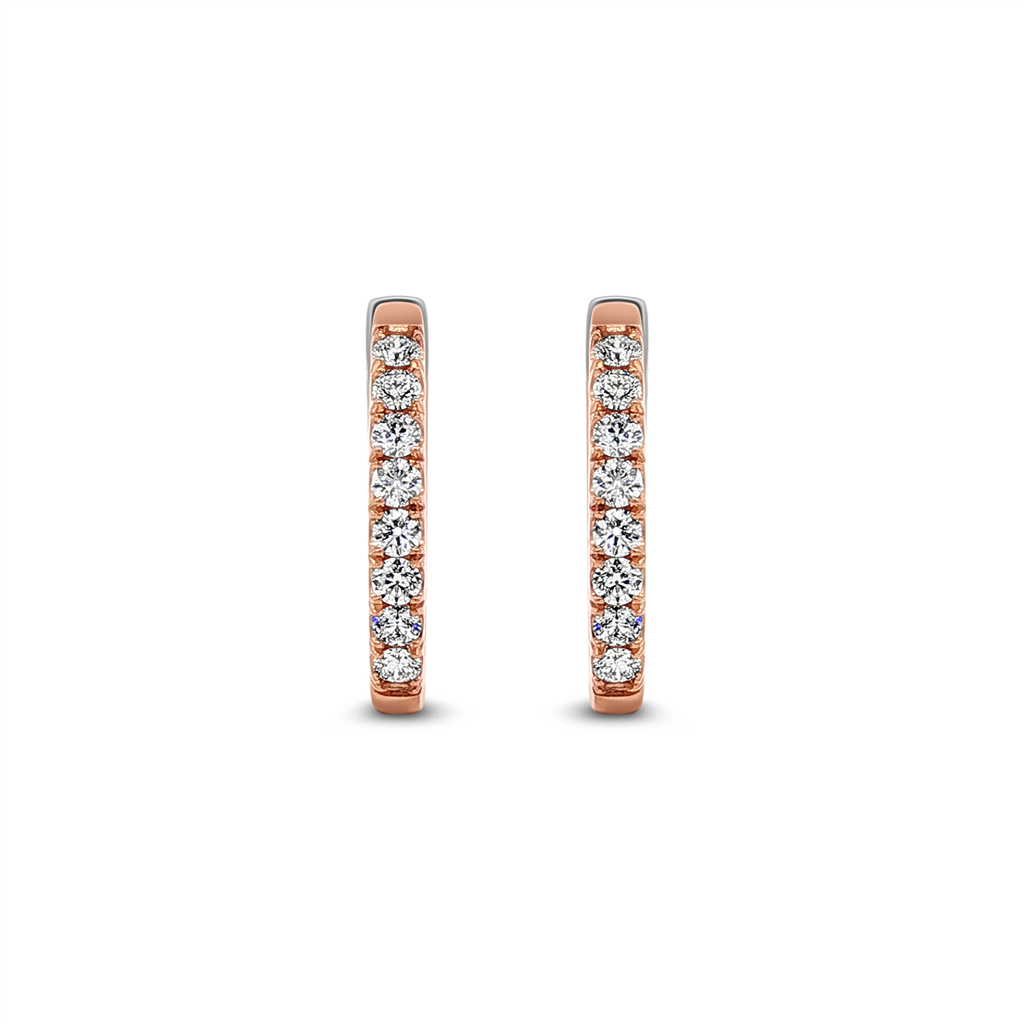 14K Rose Gold Natural Diamond 18.5mm Oval Hoop Earrings – 0.48ctw