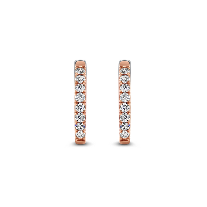 14K Rose Gold Natural Diamond 18.5mm Oval Hoop Earrings – 0.48ctw