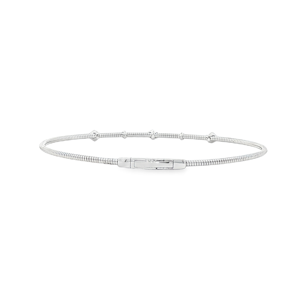 14K White Gold Diamond-Shape Flexi Bangle – 0.06ctw.