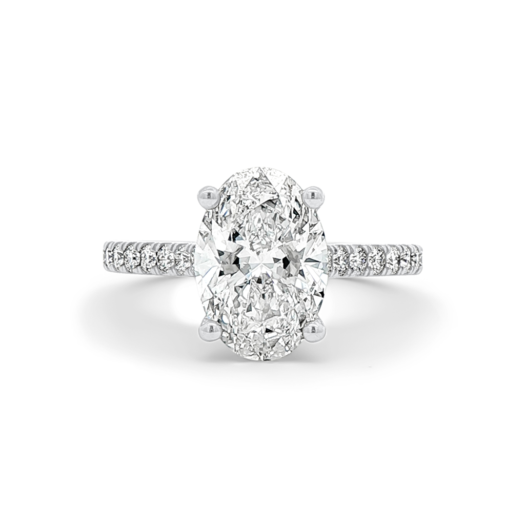 14K White Gold 2.56ct Lab Grown Oval Diamond Engagement Ring