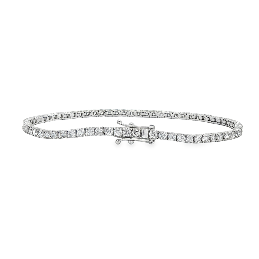 14K White Gold Natural Diamond Tennis Bracelet – 3.05ctw.