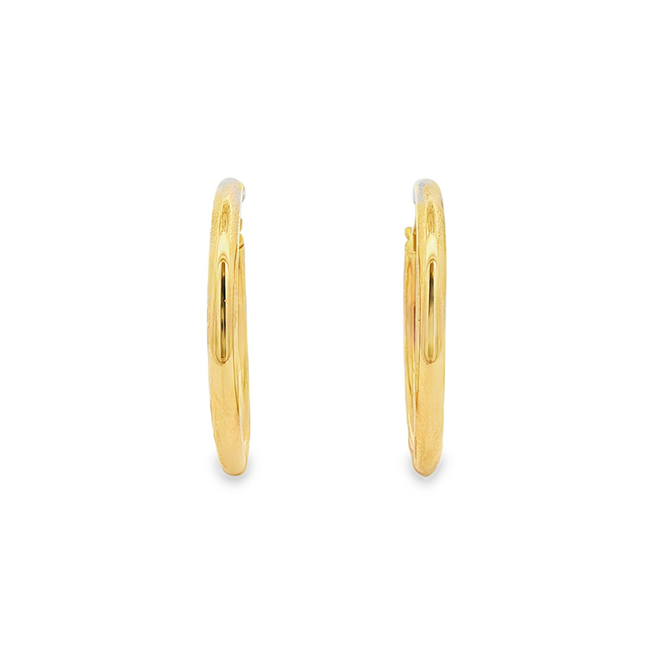 14K Yellow Gold Hollow Hoop Earrings – 2.5 × 20mm, 1.8g