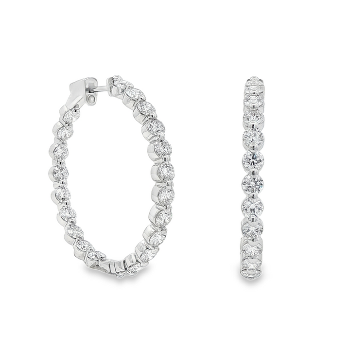 14K White Gold Inside-Out Lab Diamond Hoop Earrings – 5.47ctw.