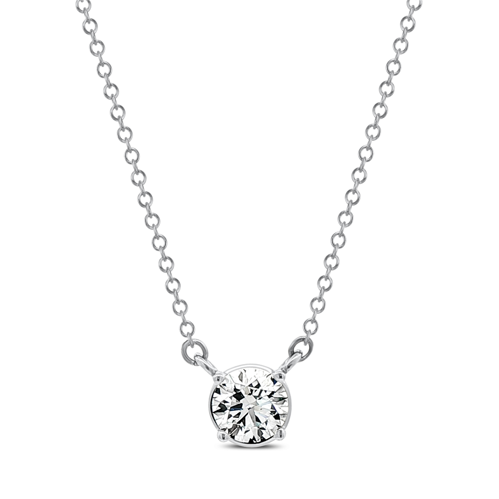 14K White Gold Lab Diamond 4-Prong Pendant with Chain – 0.51ct, D VVS2, IGI Certified, 16–18", 1.7g
