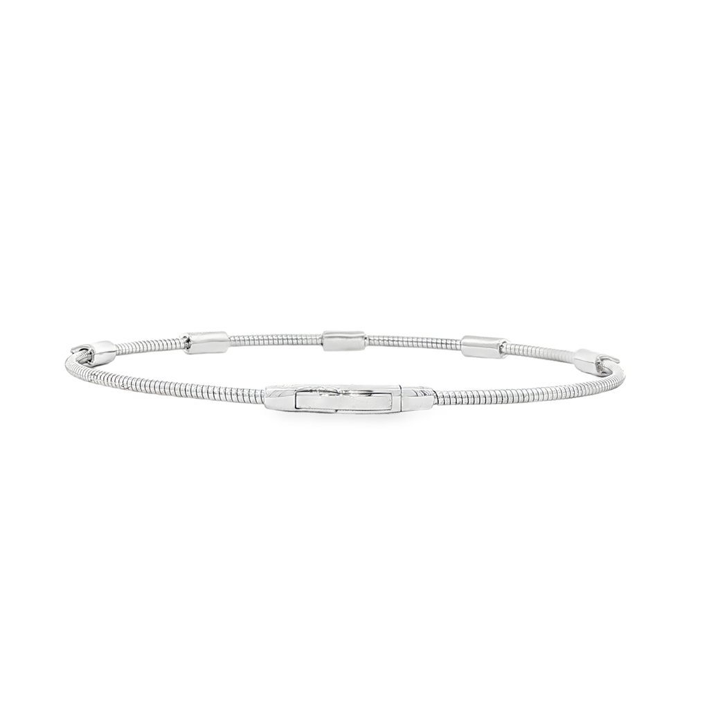 14K White Gold Twist Bar Diamond Flexi Bangle – 0.22ctw.