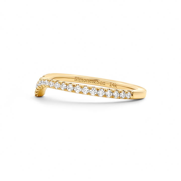 14K Yellow Gold Natural Diamond Chevron Band - 0.26ctw.