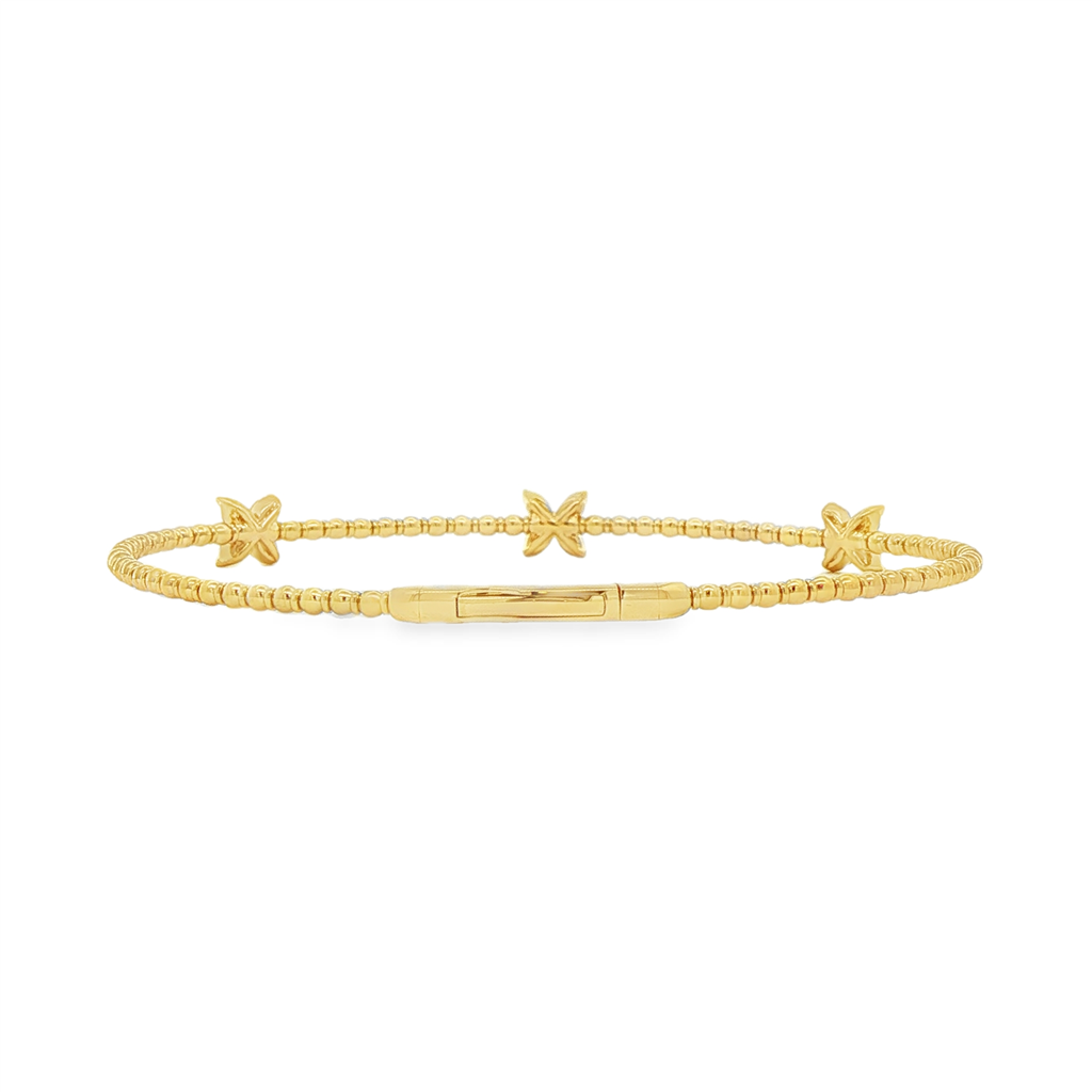 14K Yellow Gold Butterfly Flexi Natural Diamond Bangle – 0.35ctw, 5g