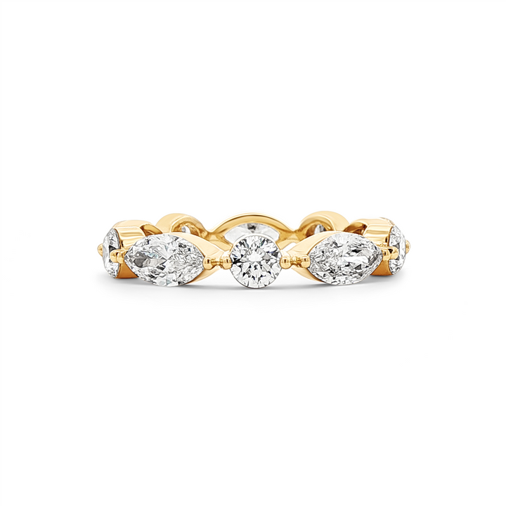 14K Yellow Gold Lab Diamond Marquise & Round Band – 2.47ctw, Size 6.5