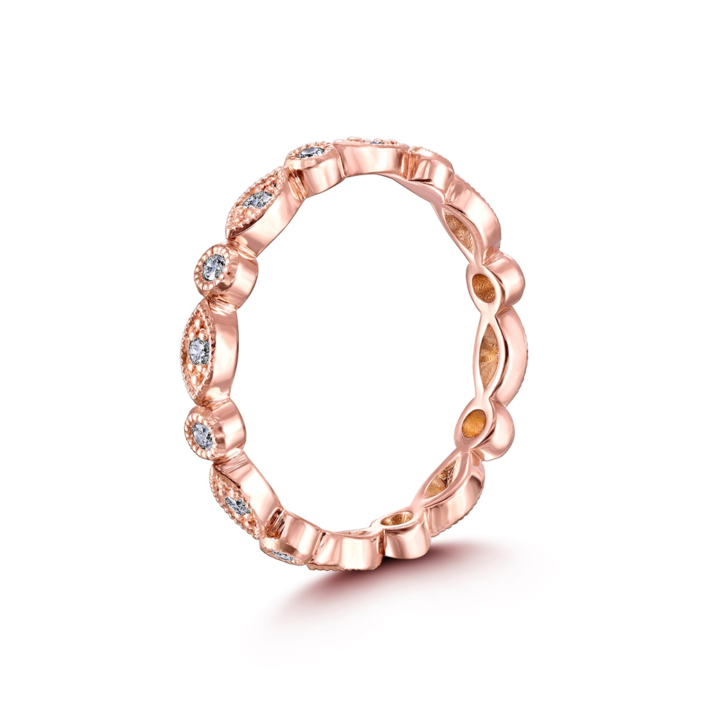 14K Rose Gold MQ/RBC Eternity Band - 0.24ctw.