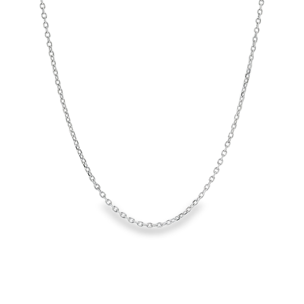 14K White Gold Diamond-Cut Rolo Chain – 1.1mm | 16" | 1.5g