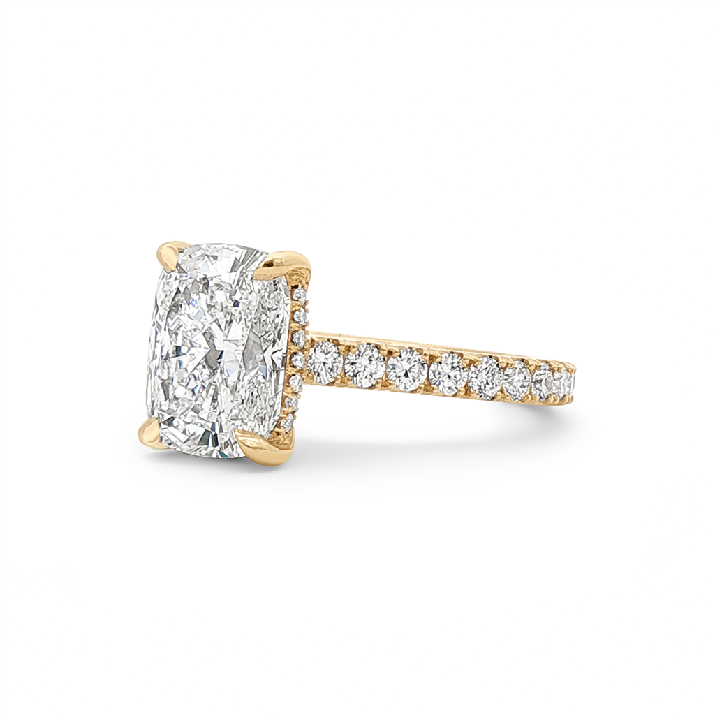 14K Yellow Gold Hidden Halo Lab Grown Diamond Semi-Mount Engagement Ring