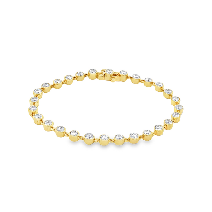 14K Yellow Gold Lab Diamond Link Bezel Bracelet – 4.10ctw