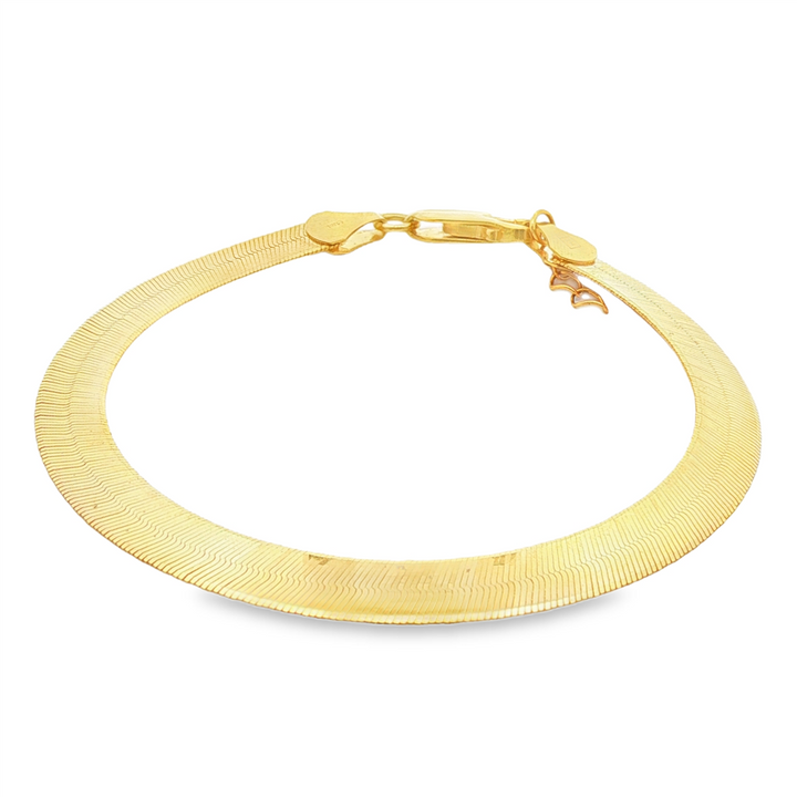 14K Yellow Gold Herringbone Bracelet – 6mm, 7–7.5", 6.5g