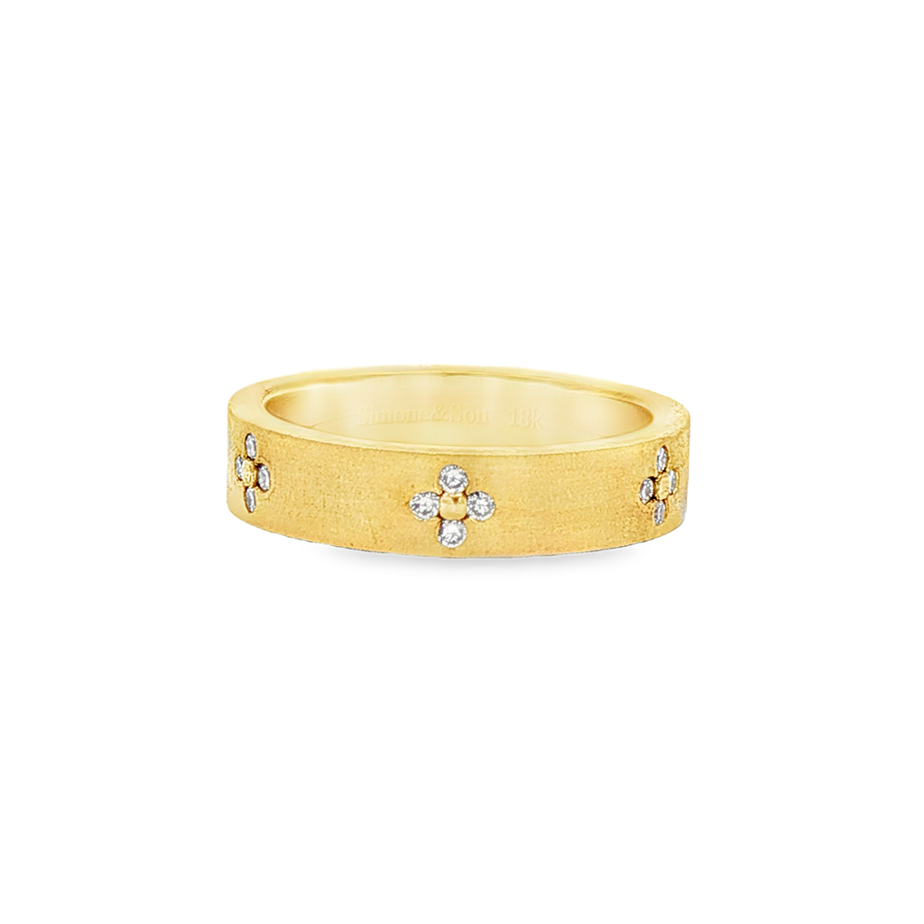 18K Yellow Gold Lab Grown Diamond Clover Band – 0.24ctw.