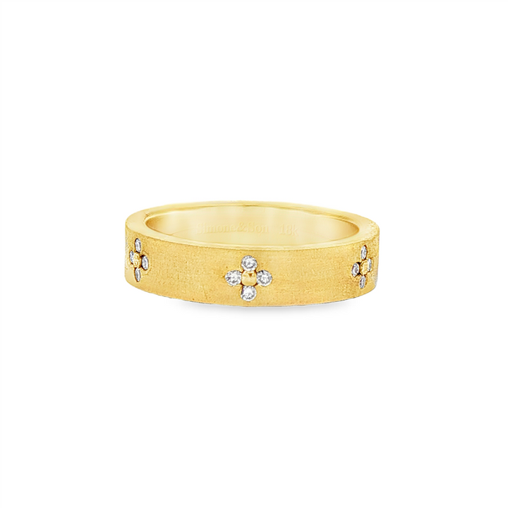 18K Yellow Gold Lab Grown Diamond Clover Band – 0.24ctw.