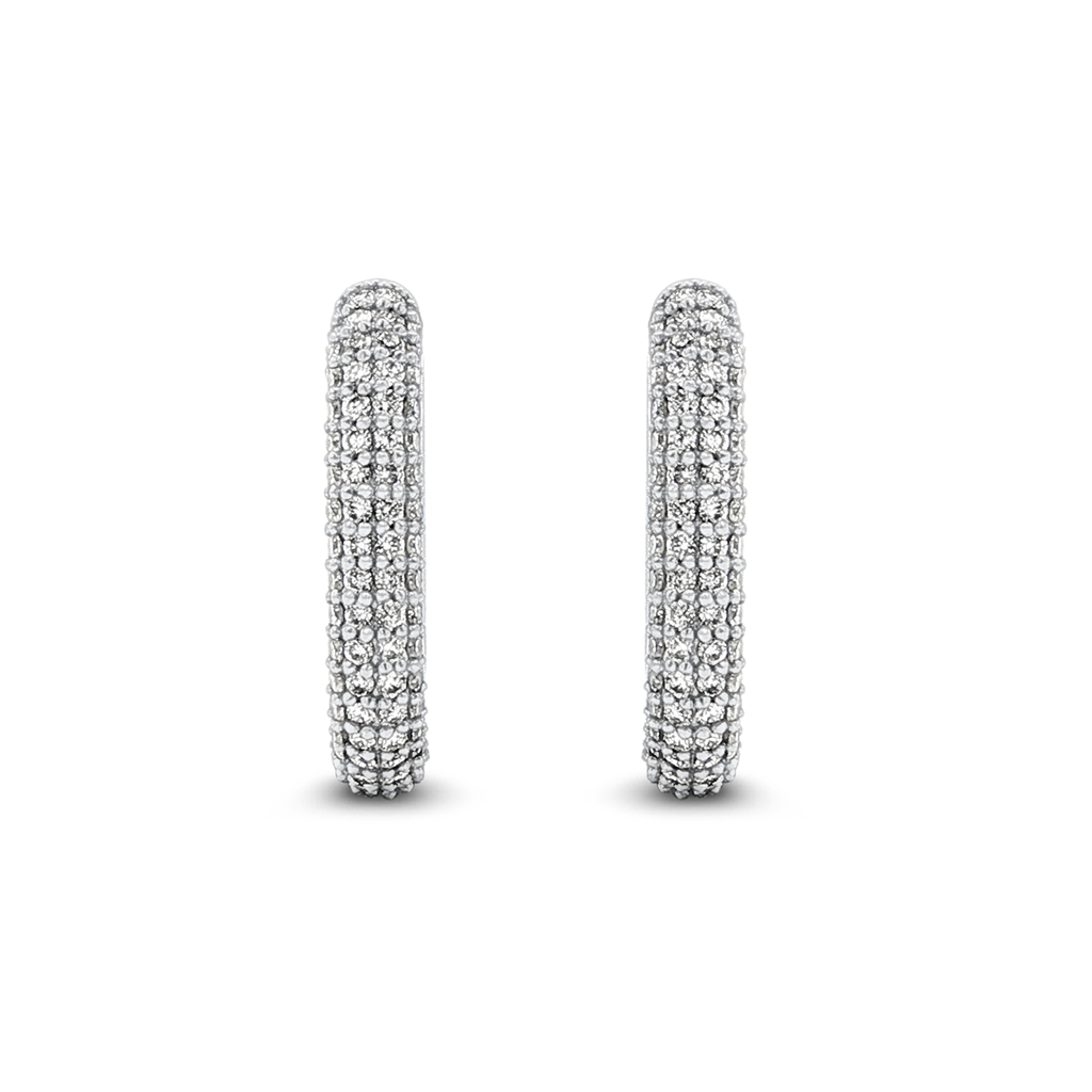 14K White Gold 16.5x3.2mm Square/Oval Natural Diamond Hoop Earrings – 0.59ctw.