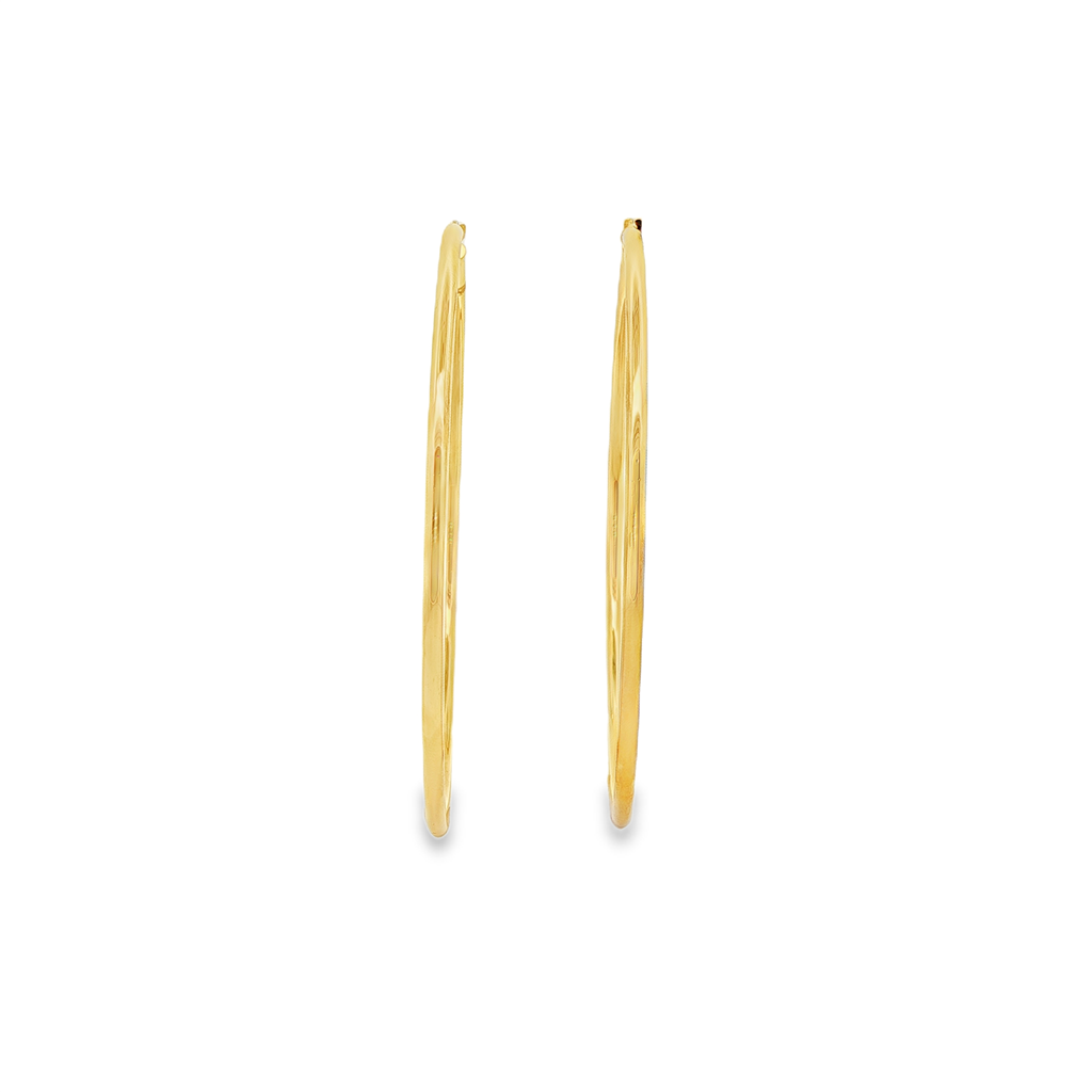 14K Yellow Gold Large Light Hoop Earrings – 70x2.5mm, 6.2g