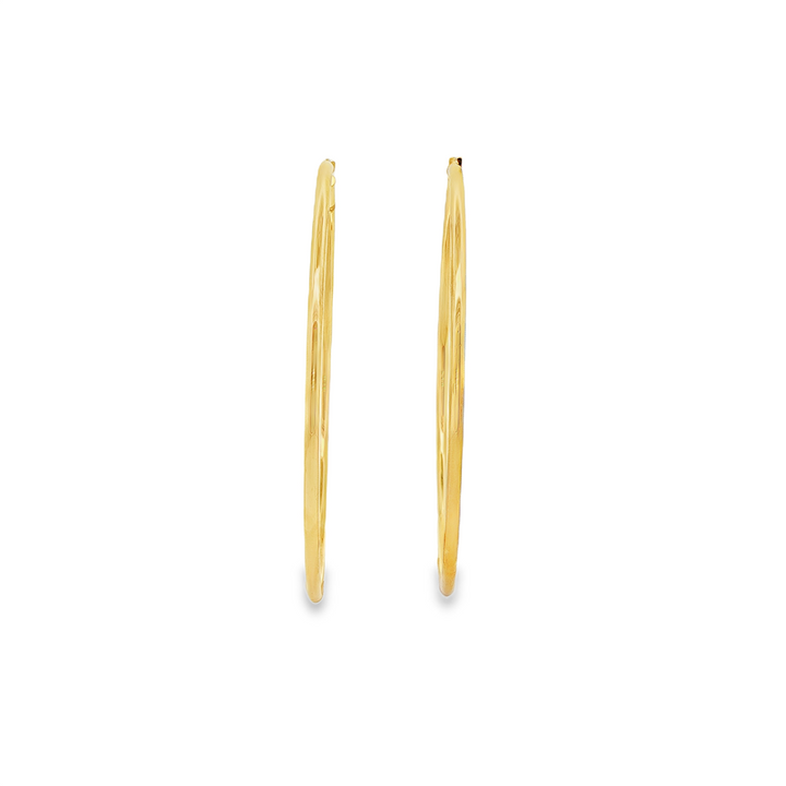 14K Yellow Gold Large Light Hoop Earrings – 70x2.5mm, 6.2g