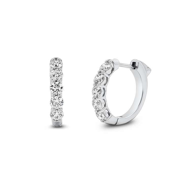 18K White Gold Natural Diamond Hoop Earrings – 1.07ctw, 16x3.1mm, 5.2g