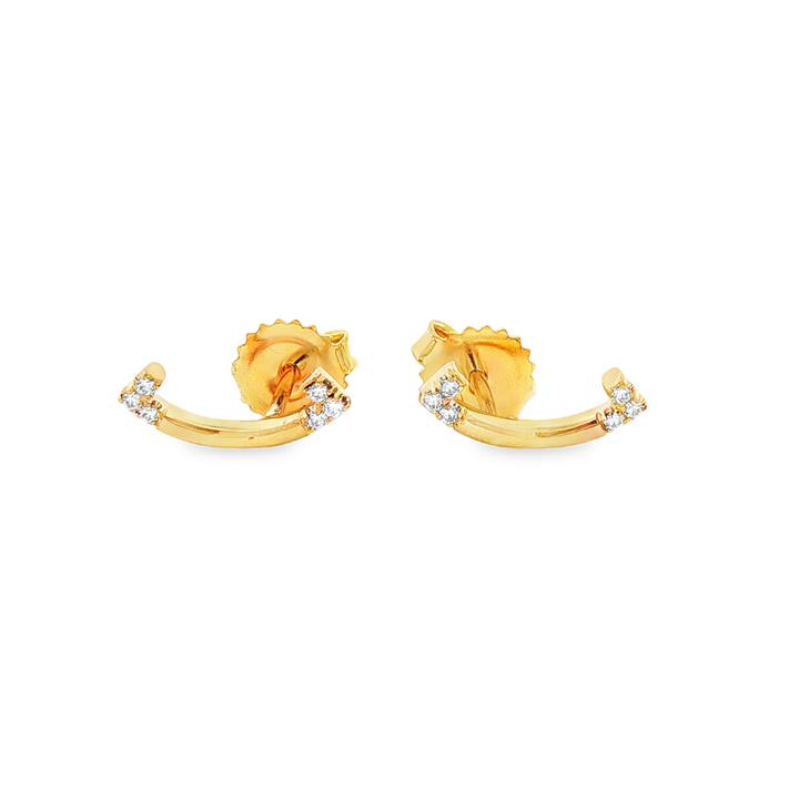 14K Yellow Gold Mini Smile Diamond Stud Earrings with Plain Center – 0.07ctw (Smile-L-MiniPlain-Stud)
