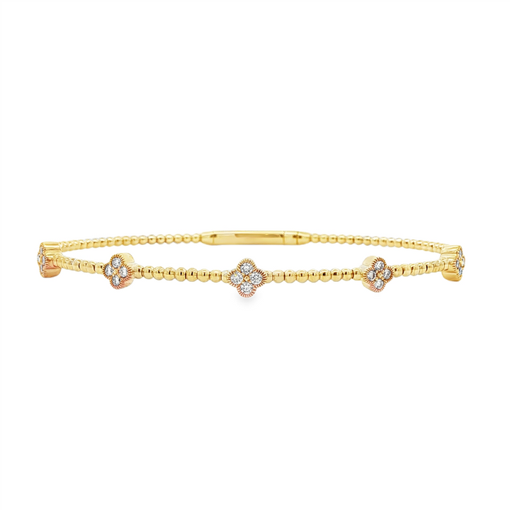 14K Yellow Gold Small Flower Flexi Bangle – 0.35ctw.