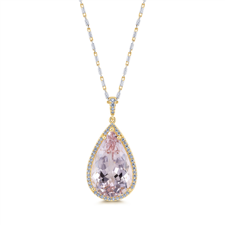 18K Yellow Gold 19.00ct Pear Shape Morganite Pendant