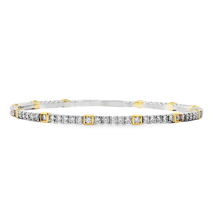 14K White Gold Flexi Bangle with Yellow Gold Bezel – 2.00ctw.
