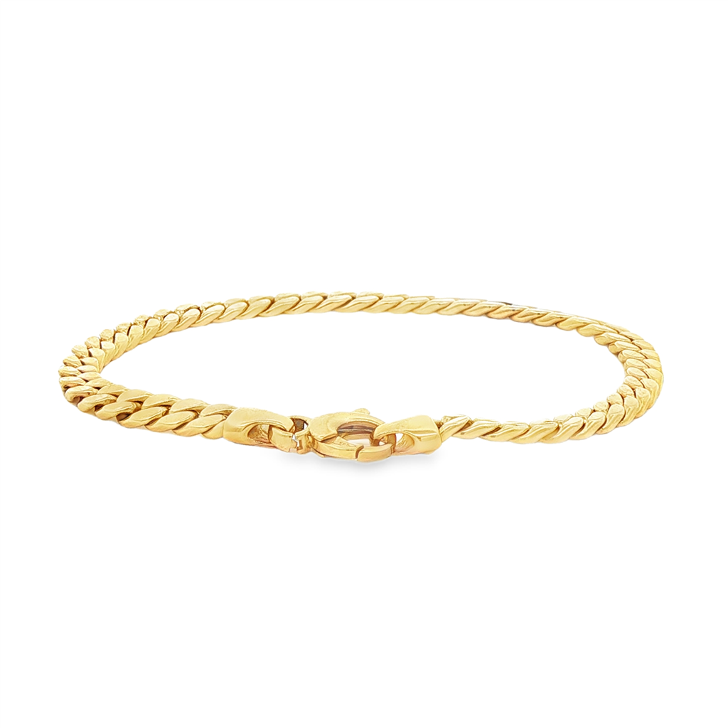 14K Yellow Gold Hollow Flat Curb Link Bracelet – 4.3mm, 7"
