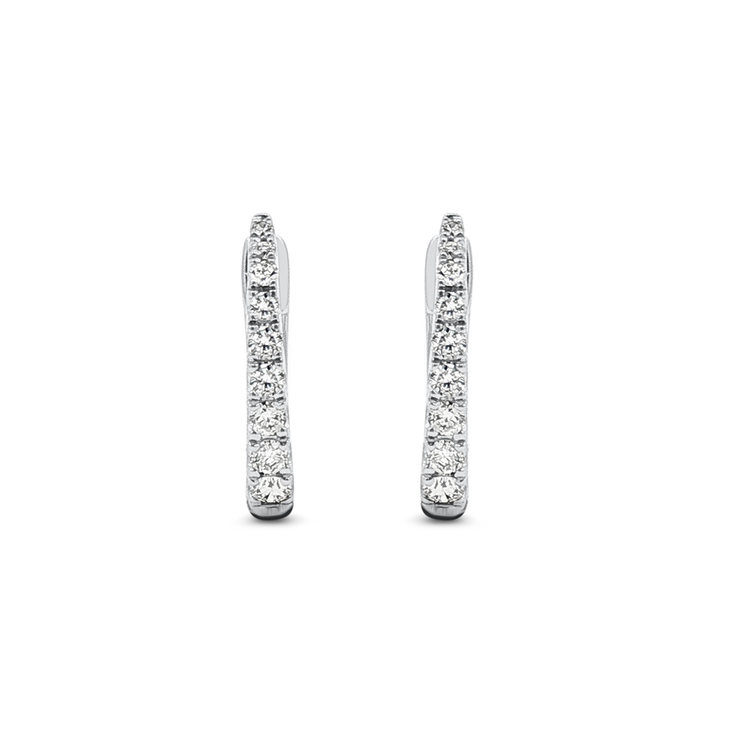 14K White Gold Natural Diamond Hoop Earrings – 0.15 CTW
