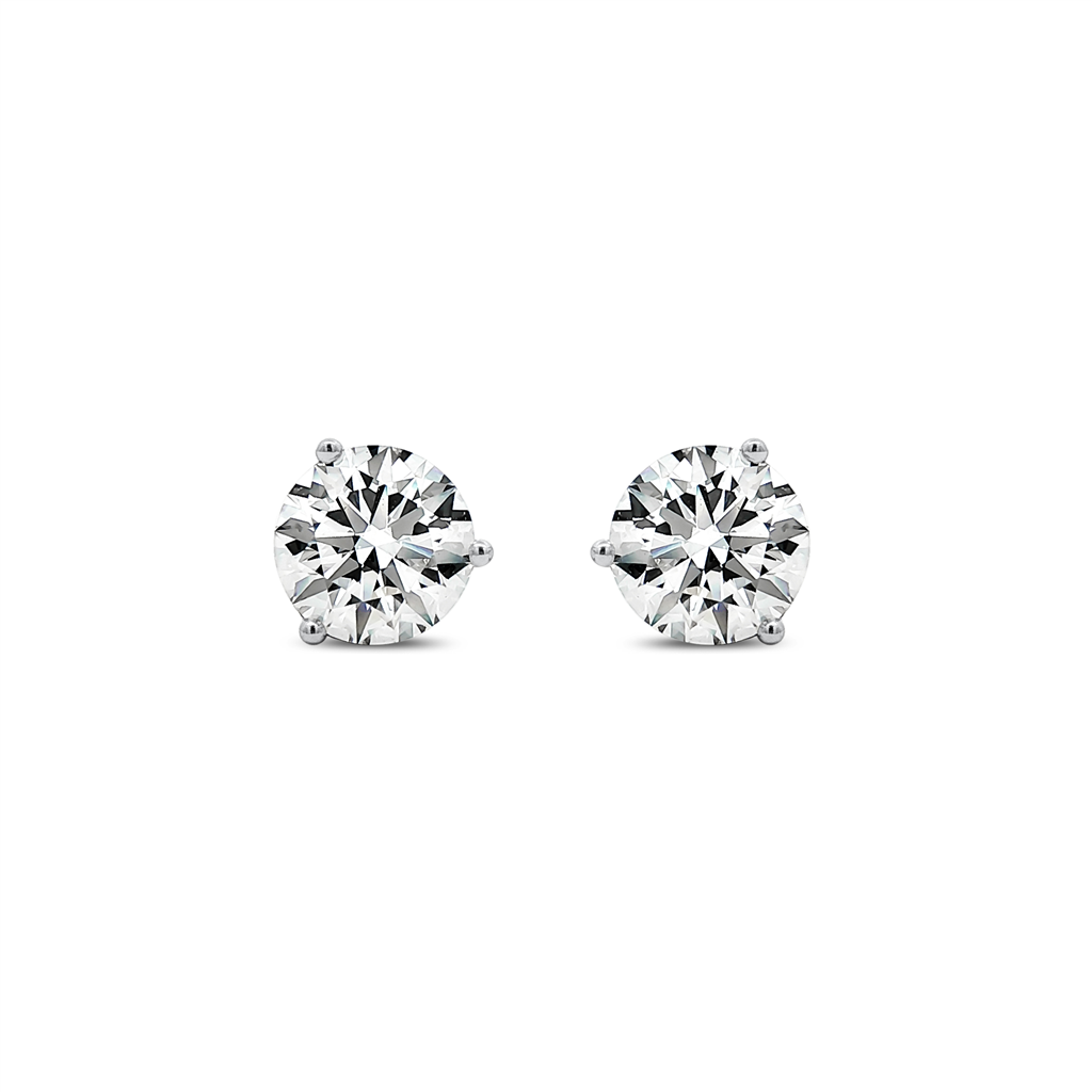 14K White Gold Round Lab Grown Diamond Stud Earrings – 4.03ctw.