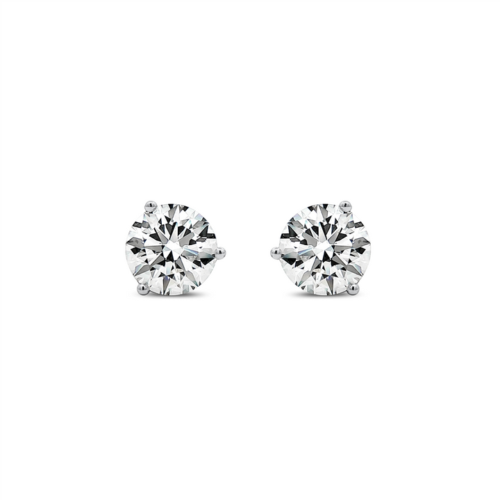 14K White Gold Round Lab Grown Diamond Stud Earrings – 4.03ctw.