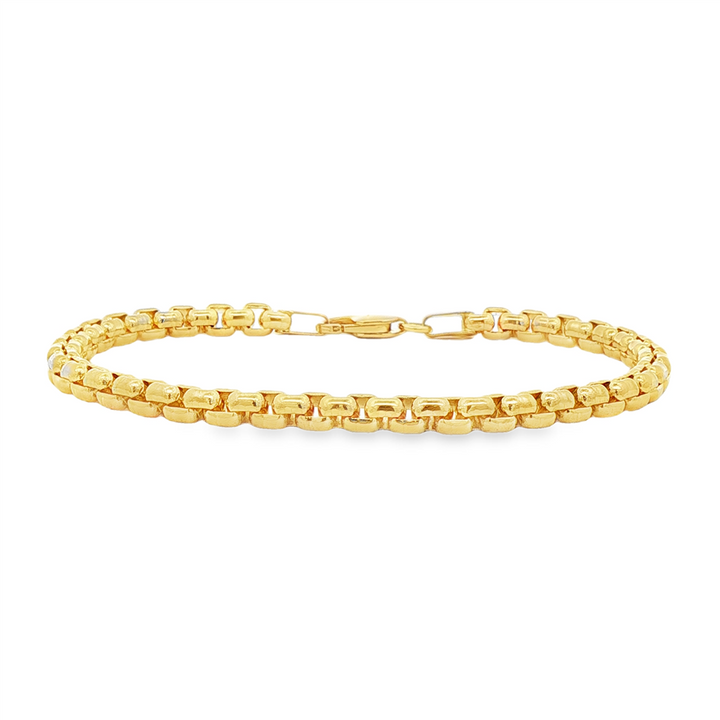 14K Yellow Gold Solid Round Box Chain Bracelet – 4.9mm, 8.5"