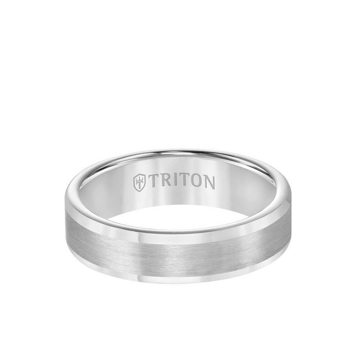 Triton Tungsten Carbide Satin Finish Flat Center with Bright Polish Round Edges Comfort Fit Wedding Band – 6mm
