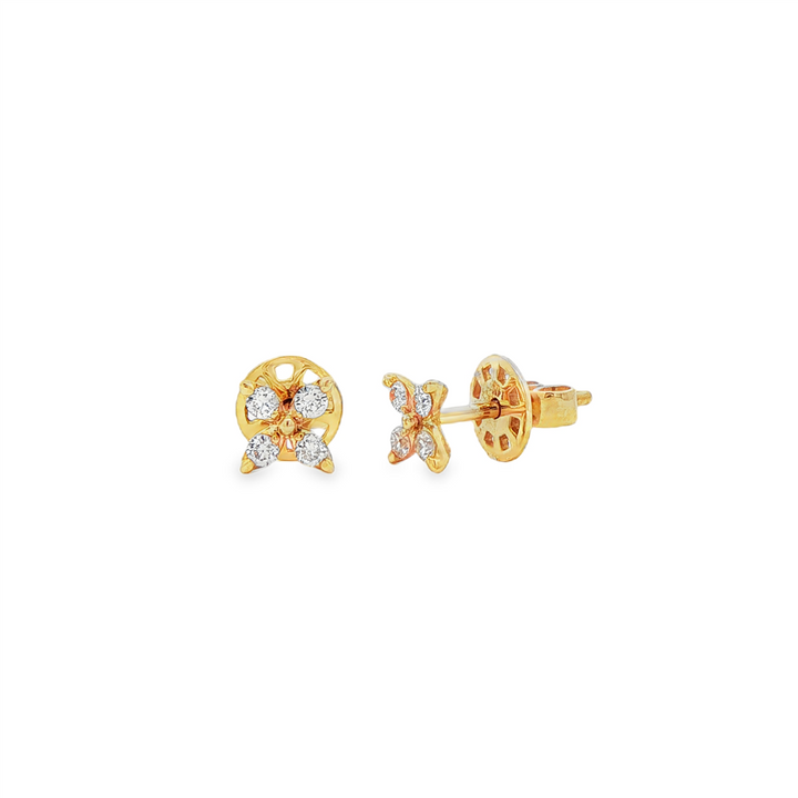 14K Yellow Gold Butterfly Natural Diamond Stud Earrings – 0.24ctw.