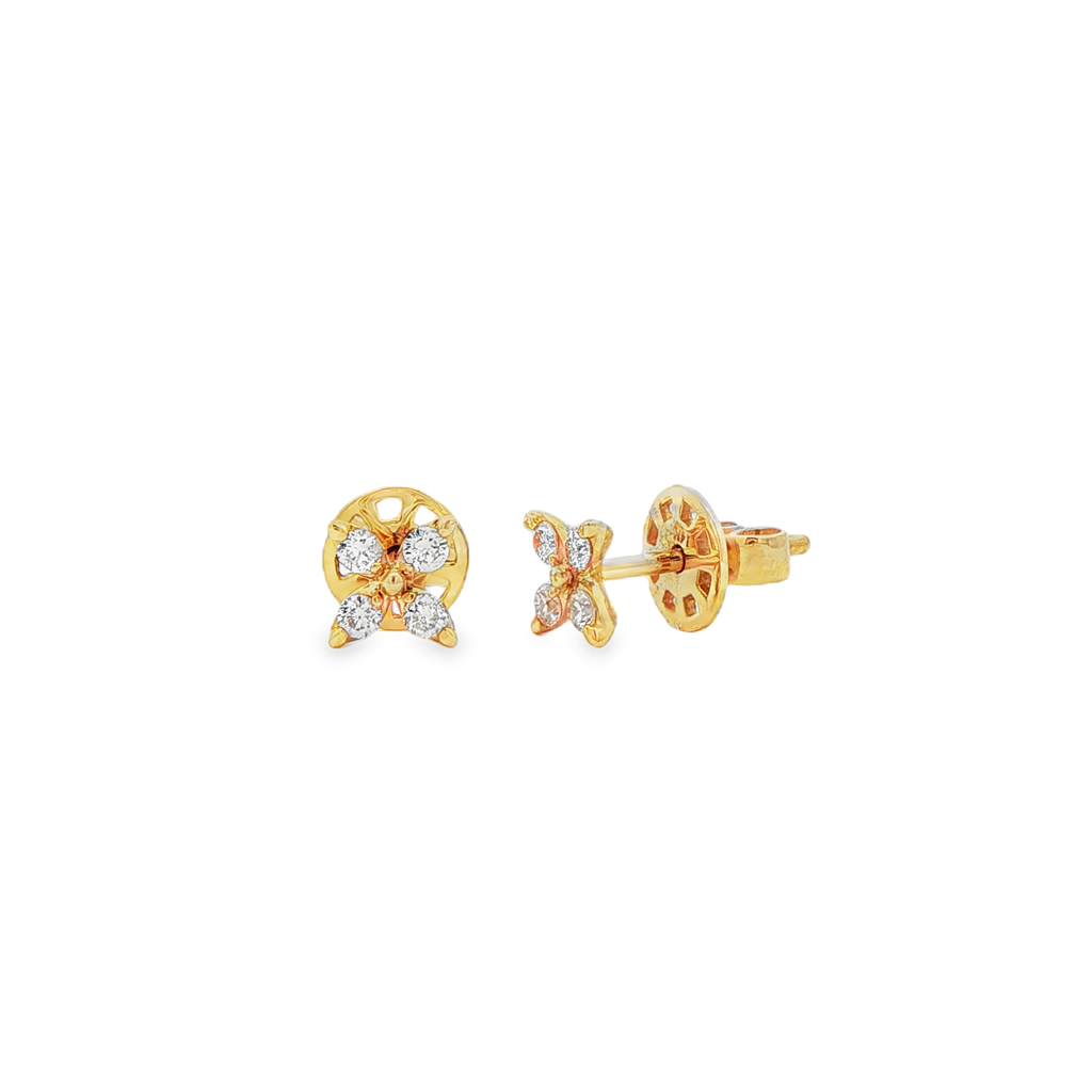 14K Yellow Gold Butterfly Natural Diamond Stud Earrings – 0.24ctw.