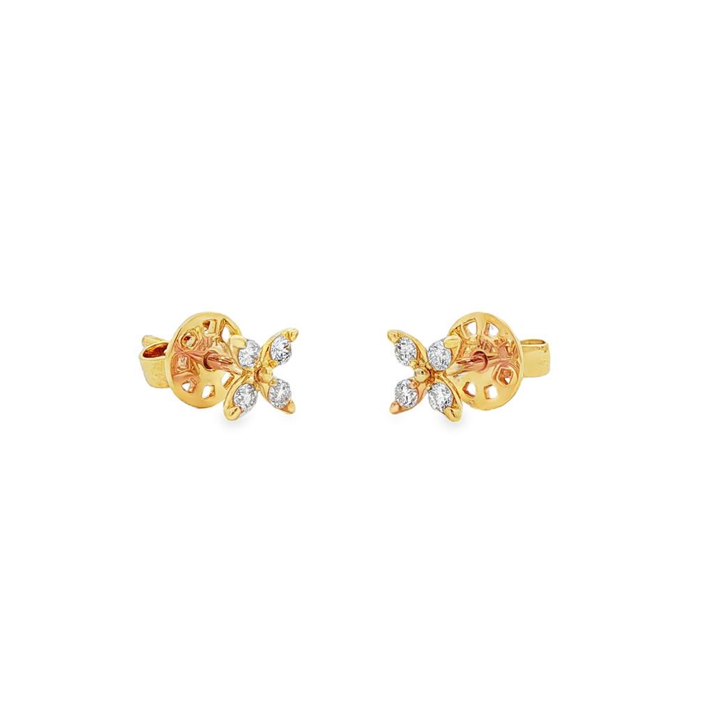 14K Yellow Gold Butterfly Natural Diamond Stud Earrings – 0.24ctw.